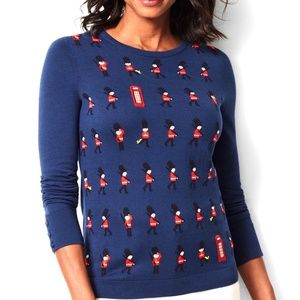 NWOT navy blue Talbots London print sweater